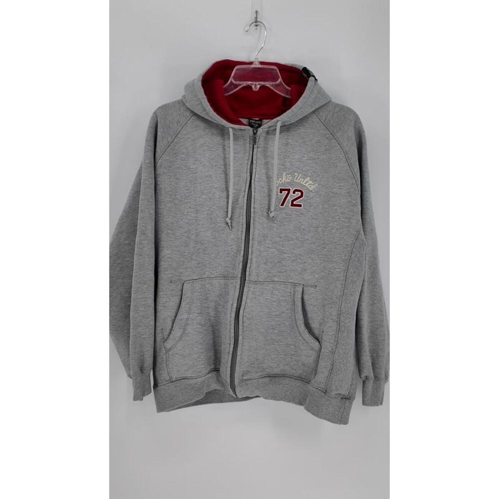 Ecko Unlimited Hoodie Gray Red Zip-Up Sweatshirt Classic Streetwear